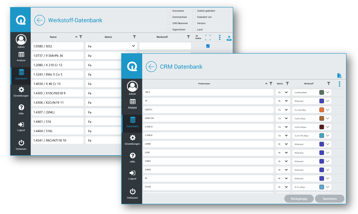 QLX Software Datenbank Enstellungen