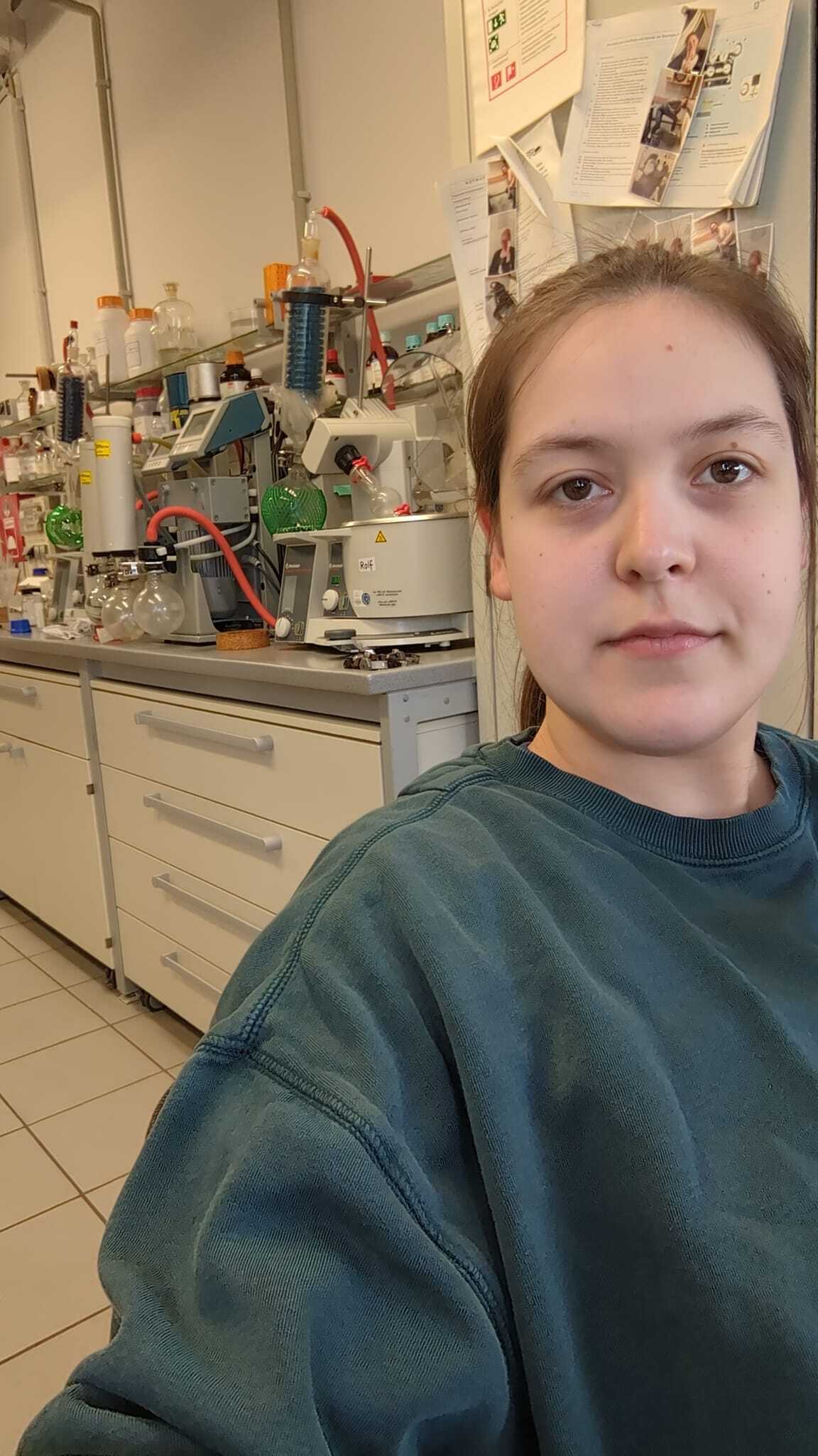 Zoe in the lab - expertise she can use very well today...